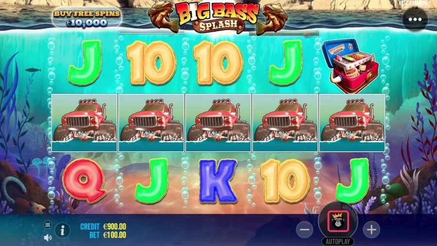 Big Bass Splash big win celebration screen